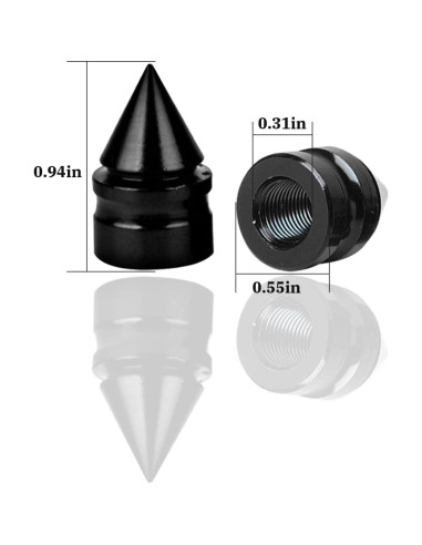 Tapas de Válvula de Neumático Osilly - Paquete de 8 Aluminio Negro