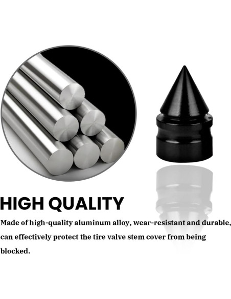 Tapas de Válvula de Neumático Osilly - Paquete de 8 Aluminio Negro