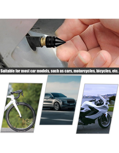 Tapas de Válvula de Neumático Osilly - Paquete de 8 Aluminio Negro