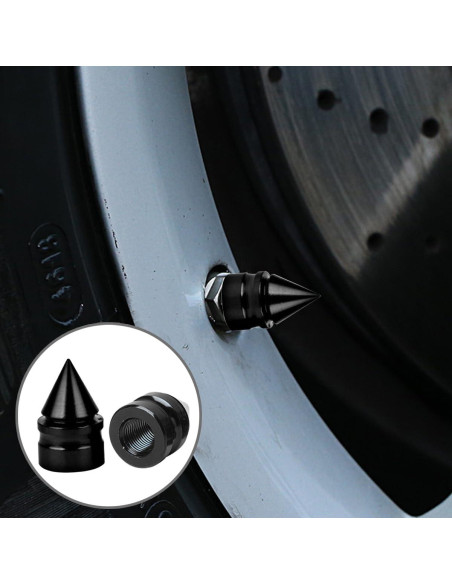 Tapas de Válvula de Neumático Osilly - Paquete de 8 Aluminio Negro