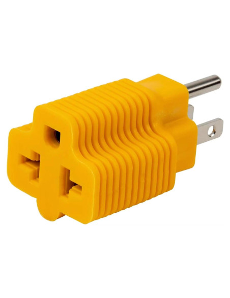Adaptador de Enchufe CA 15A 125V a 20A 250V Nema 5-15P Amarillo