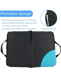 Cojín de Asiento Plegable Wllead 36.8x26.9cm Gel Negro 2