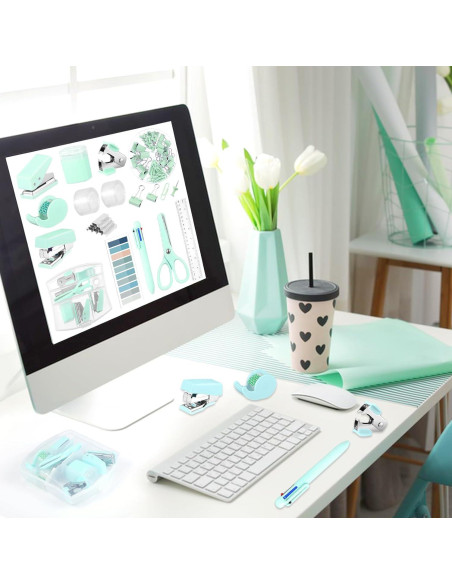 Kit de Suministros de Oficina Mini AuroraY Verde 15 Piezas Kit de Suministros de Oficina Mini AuroraY Verde 15 Piezas