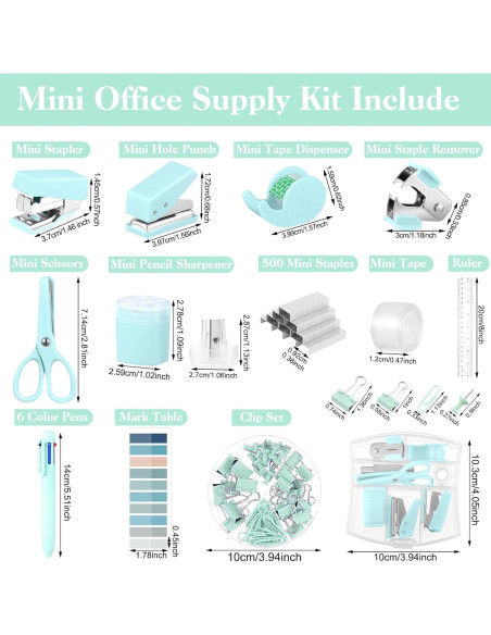 Kit de Suministros de Oficina Mini AuroraY Verde 15 Piezas Kit de Suministros de Oficina Mini AuroraY Verde 15 Piezas