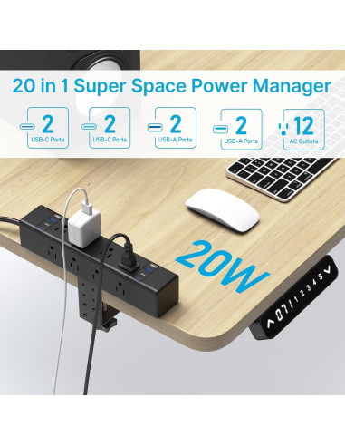 Regleta de Alimentación CCCEI 20W con 12 Salidas y 8 Puertos USB
