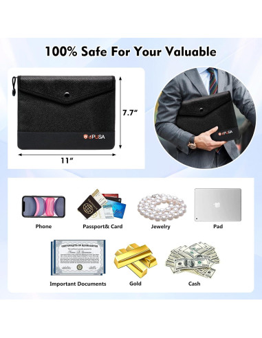 Bolsa Ignífuga Upusa FDB-04 Impermeable 28x19.6cm Negra