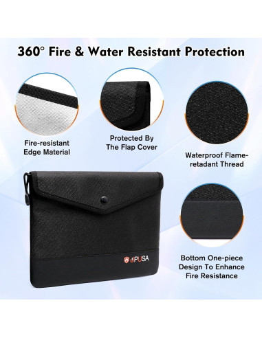 Bolsa Ignífuga Upusa FDB-04 Impermeable 28x19.6cm Negra