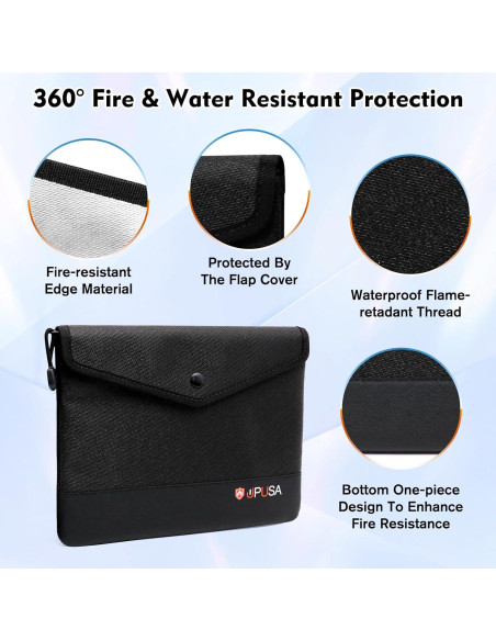 Bolsa Ignífuga Upusa FDB-04 Impermeable 28x19.6cm Negra