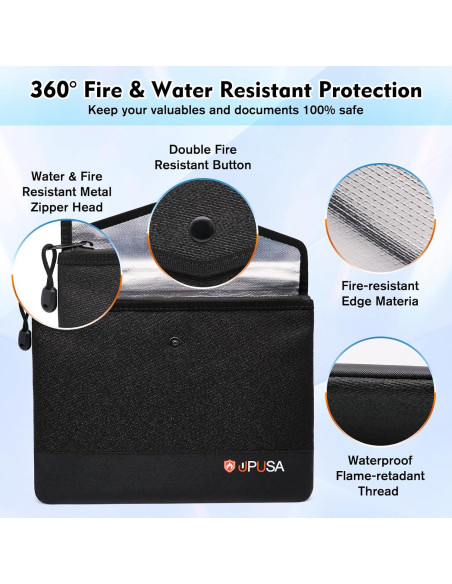Bolsa Ignífuga Upusa FDB-04 Impermeable 28x19.6cm Negra