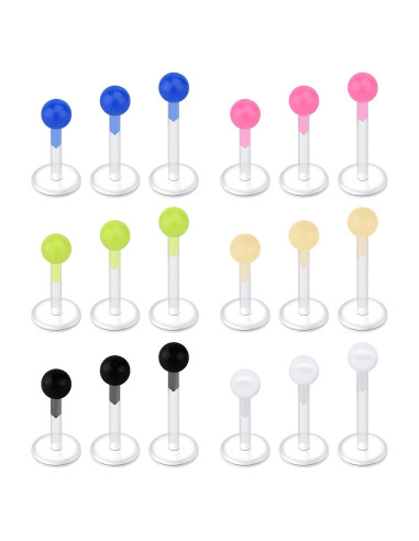 Aretes de Cartílago D.Bella 16G Bioflex Transparente 18pcs