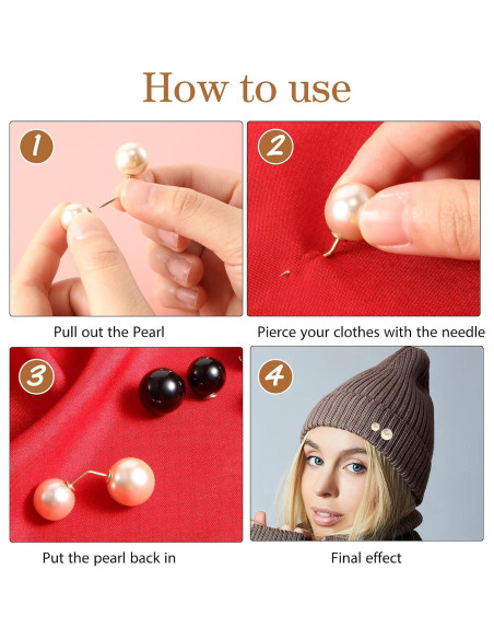 Alfileres de Perlas Artificiales WILLBOND 6 Pcs Elegantes