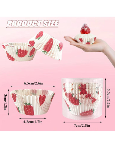 Forros para Cupcake Boevill 100pcs Rosa Fresa a Prueba de Grasa