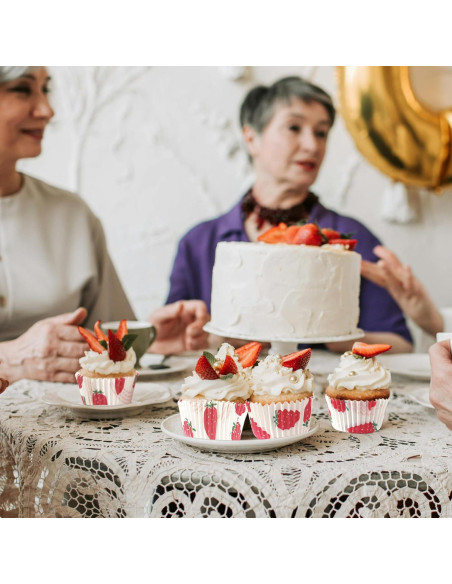 Forros para Cupcake Boevill 100pcs Rosa Fresa a Prueba de Grasa