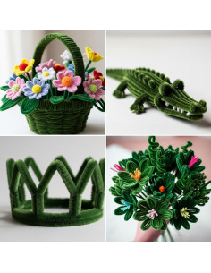 Caydo 100 Limpiapipas Verde Militar 6mm x 30cm para Manualidades 2