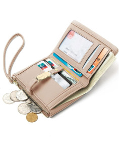 Cartera Bifold para Mujeres AOXON con Muñequera - Beige 2