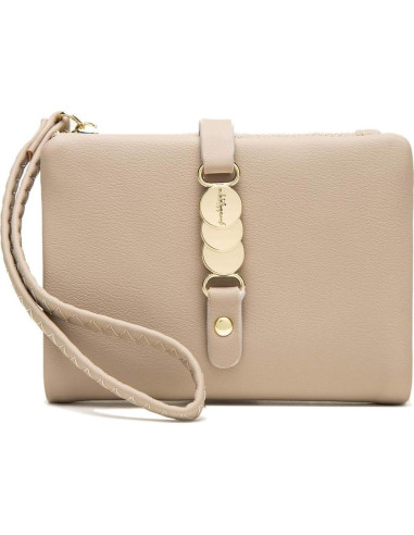 Cartera Bifold para Mujeres AOXON con Muñequera - Beige