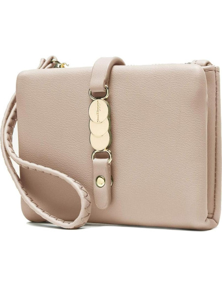 Cartera Bifold para Mujeres AOXON con Muñequera - Beige