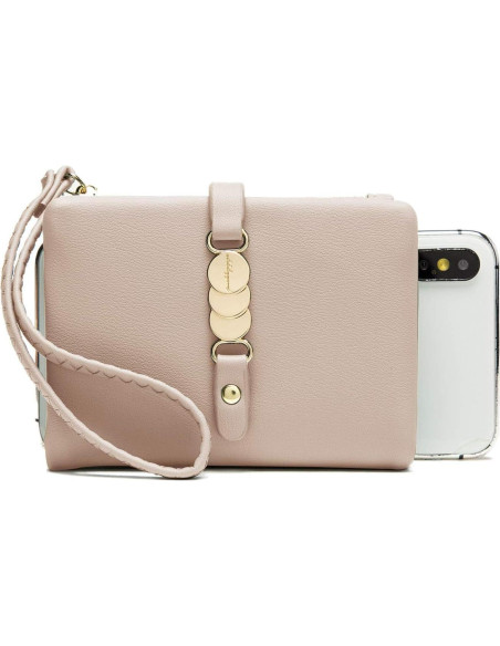 Cartera Bifold para Mujeres AOXON con Muñequera - Beige