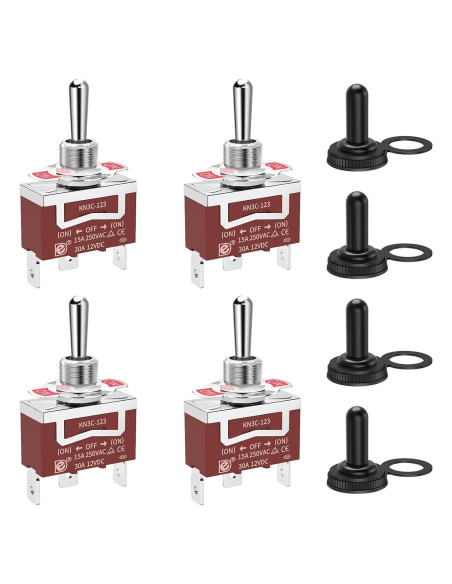 Interruptor de palanca impermeable 12V RVBOATPAT 30A 4pcs