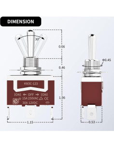 Interruptor de palanca impermeable 12V RVBOATPAT 30A 4pcs 2