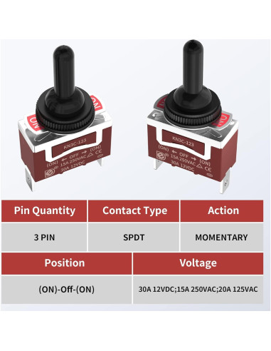 Interruptor de palanca impermeable 12V RVBOATPAT 30A 4pcs