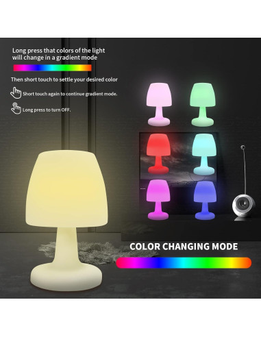 Lámpara de Mesa Inalámbrica uuffoo LED RGB Recargable 27.2cm