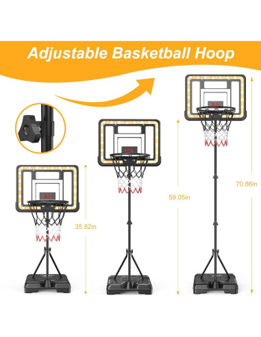 Aro de Baloncesto Ajustable Flybakiz para Niños 0.91-1.77m