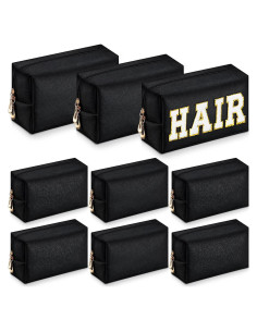 Neceser de Maquillaje Sanwuta 9 Piezas PU Impermeable Negro