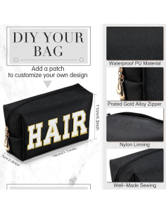 Neceser de Maquillaje Sanwuta 9 Piezas PU Impermeable Negro 2