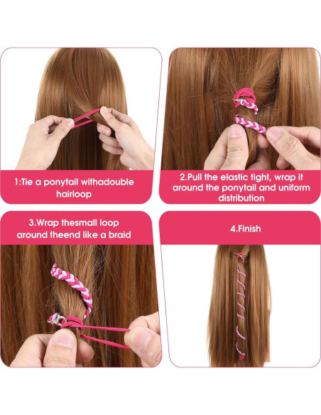 4 Bandas Trenzadas Espirales HJZHII 64cm para Cabello Mujer