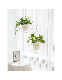 Juego de 2 Macetas Colgantes de Metal Mkono 15 cm Dorado 2