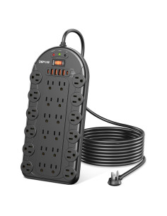 Regleta de Energía DEPOW 24 Salidas AC 1875W 6 USBs 2.44m