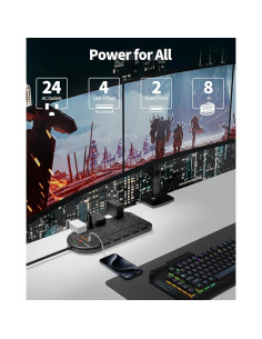 Regleta de Energía DEPOW 24 Salidas AC 1875W 6 USBs 2.44m 2