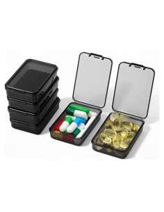 6 Cajas de Pastillas HUIKE, Organizador Portátil Negro 5.5cm