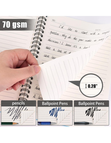 Cuadernos Espirales A5 BOOKNOW 6PCS Impermeables Rayados