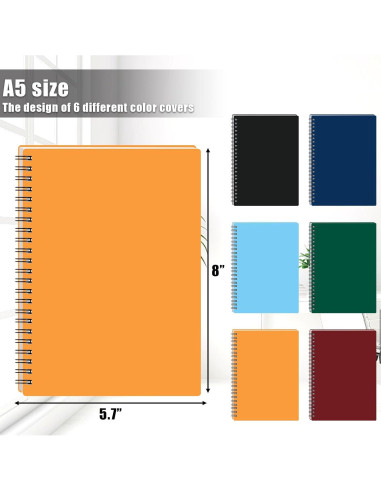 Cuadernos Espirales A5 BOOKNOW 6PCS Impermeables Rayados