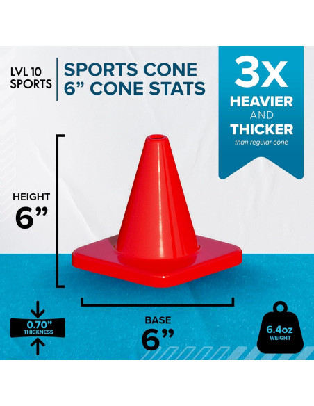 Conos de Entrenamiento LVL10 Sports 15.24 cm Naranja - Paquete de 8