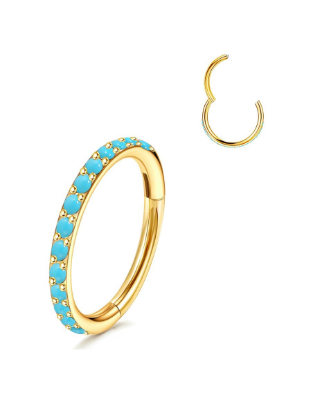 Aros de Nariz de Titanio TupMi 6MM Turquesa Oro 14K Aros de Nariz de Titanio TupMi 6MM Turquesa Oro 14K