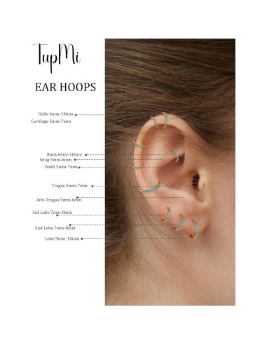 Aros de Nariz de Titanio TupMi 6MM Turquesa Oro 14K