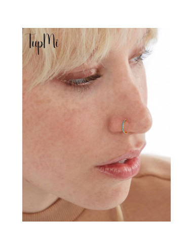 Aros de Nariz de Titanio TupMi 6MM Turquesa Oro 14K