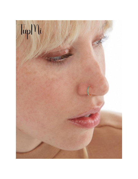 Aros de Nariz de Titanio TupMi 6MM Turquesa Oro 14K Aros de Nariz de Titanio TupMi 6MM Turquesa Oro 14K