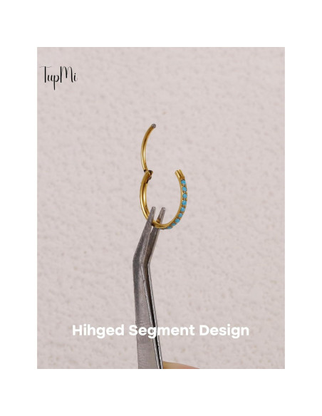 Aros de Nariz de Titanio TupMi 6MM Turquesa Oro 14K Aros de Nariz de Titanio TupMi 6MM Turquesa Oro 14K