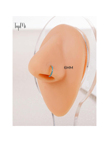 Aros de Nariz de Titanio TupMi 6MM Turquesa Oro 14K Aros de Nariz de Titanio TupMi 6MM Turquesa Oro 14K