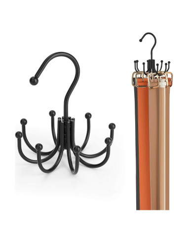 Soporte Organizador de Cinturones ZEDODIER, Metal Negro, 24 Accesorios