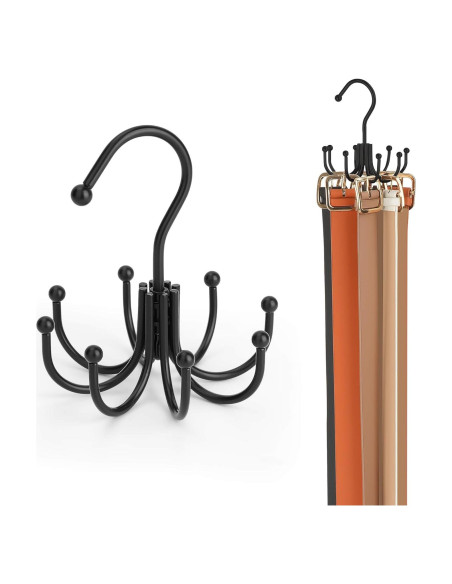 Soporte Organizador de Cinturones ZEDODIER, Metal Negro, 24 Accesorios