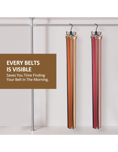 Soporte Organizador de Cinturones ZEDODIER, Metal Negro, 24 Accesorios