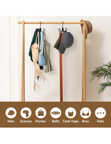 Soporte Organizador de Cinturones ZEDODIER, Metal Negro, 24 Accesorios