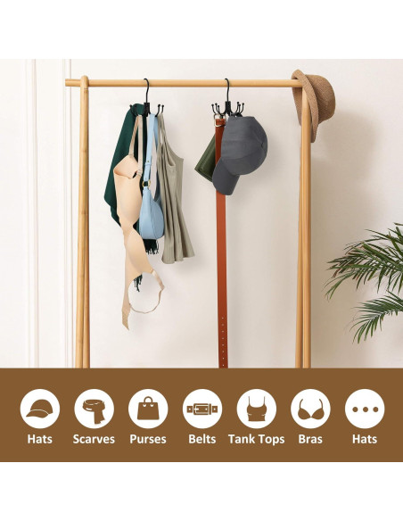 Soporte Organizador de Cinturones ZEDODIER, Metal Negro, 24 Accesorios