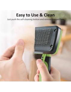 Cepillo Slicker Autolimpiante DAVEMED para Perros y Gatos Verde 2