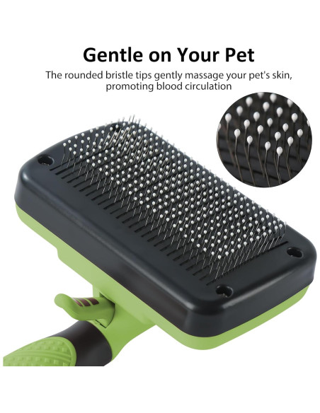 Cepillo Slicker Autolimpiante DAVEMED para Perros y Gatos Verde